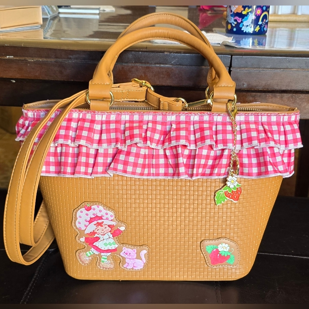 Strawberry Shortcake Gingham Basket Crossbody Bag Purse- NEW WITHOUT TAGS
